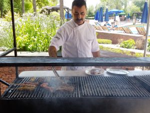 Grilling at the poolside restaurant