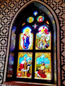 Beautiful stained glass windows in the palace's chapel 